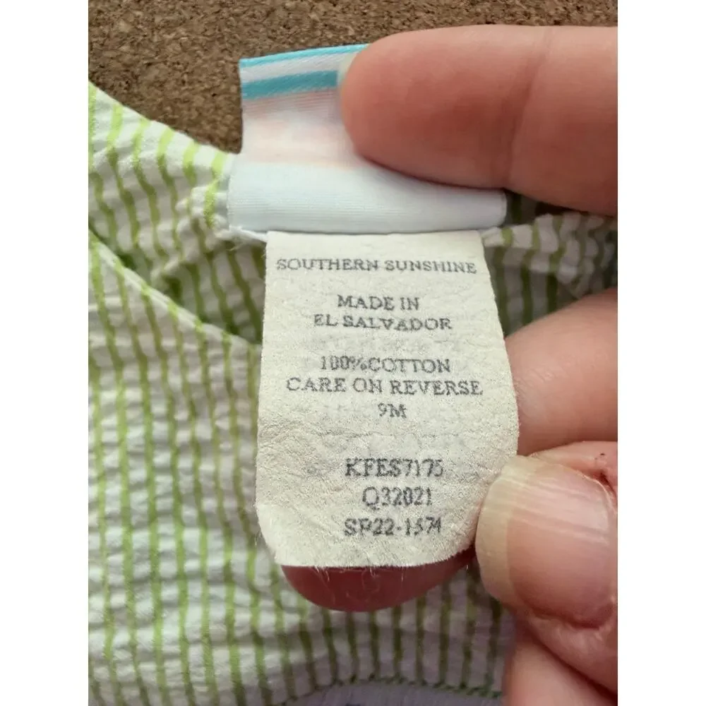 Southern sunshine 100% cotton baby romper jumper one piece smocked gingham 9 Mon